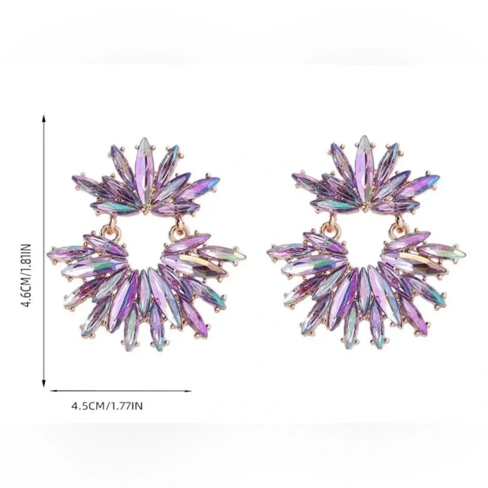 Purple Rhinestone earrings - Picture 2 of 3